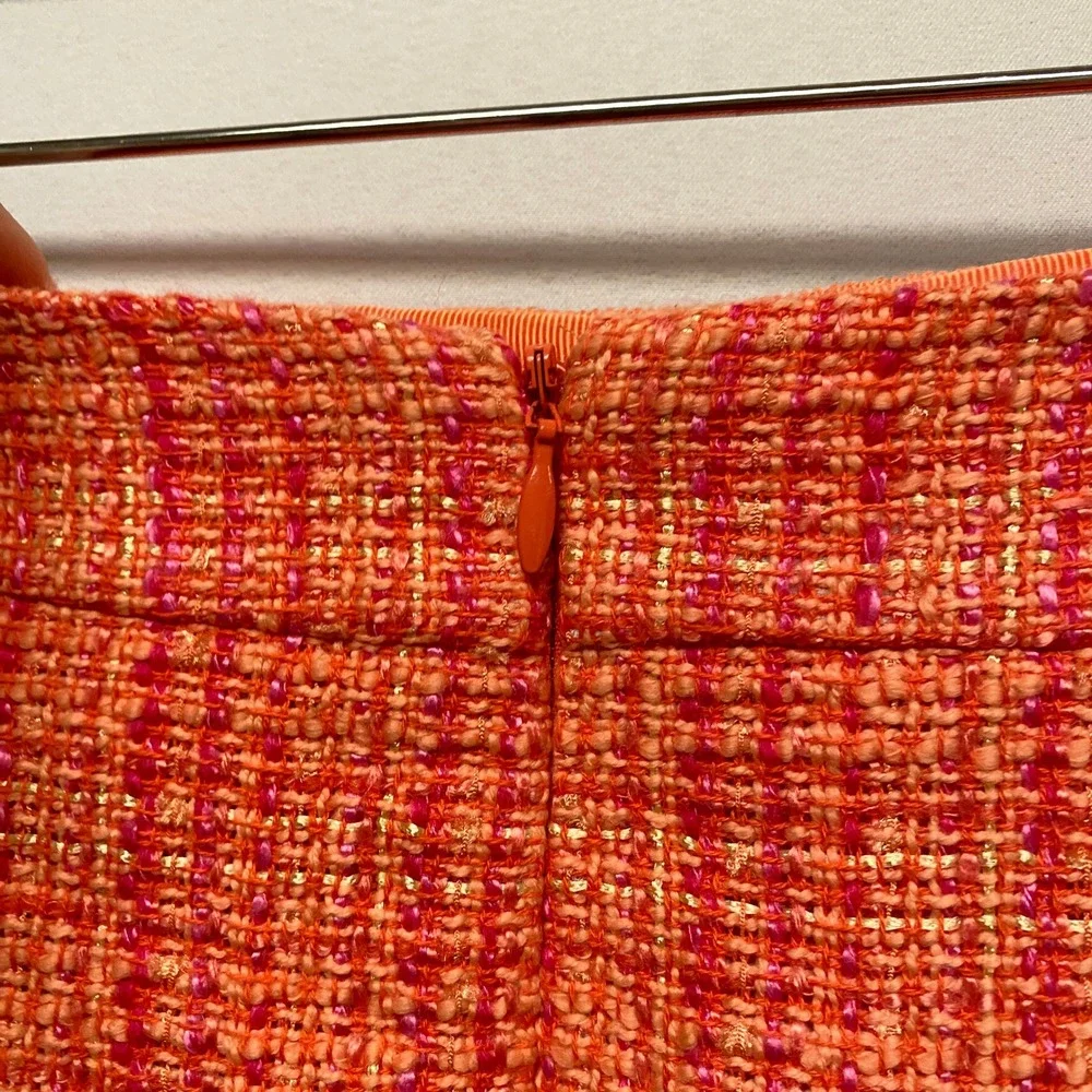 J. Crew No 2 Pencil Skirt Orange Tweed Office Business Casual Size 4 Academia‎